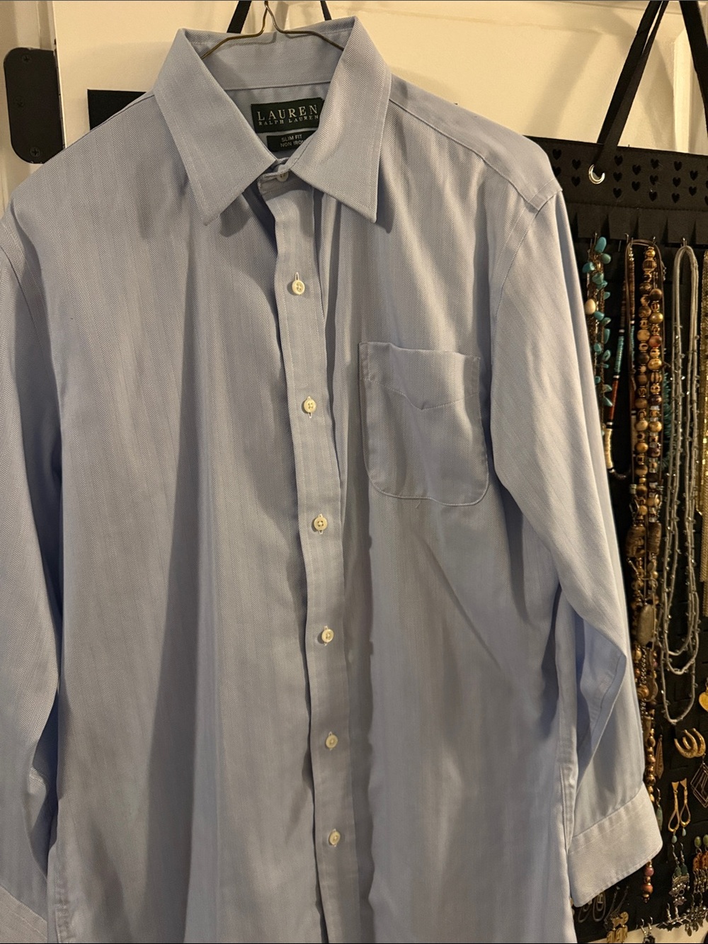Lauren Ralph Lauren Soft Light Blue Men's Dress Shirt with Chest Pocket